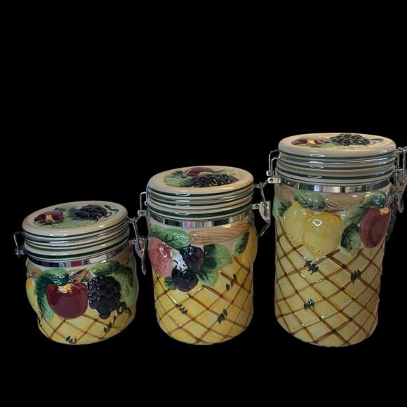 Vintage Fruit Canister 3 Piece Set - Picture 1 of 12